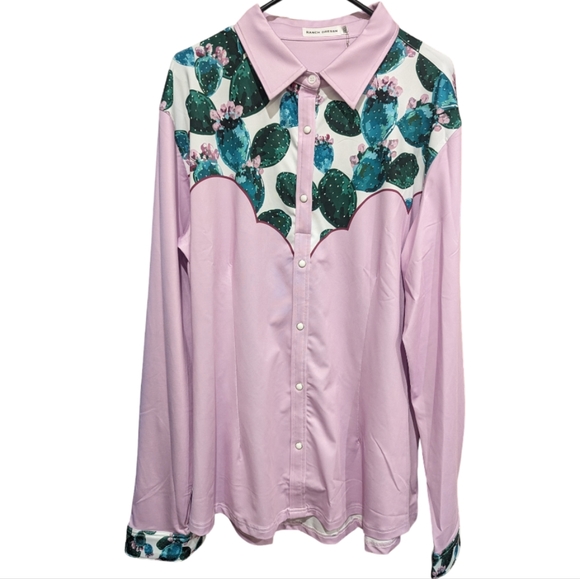 RANCH DRESS'N Fallon Taylor "Morgan" cactus Performance Rodeo Cowgirl shirt sz3X - Picture 9 of 16